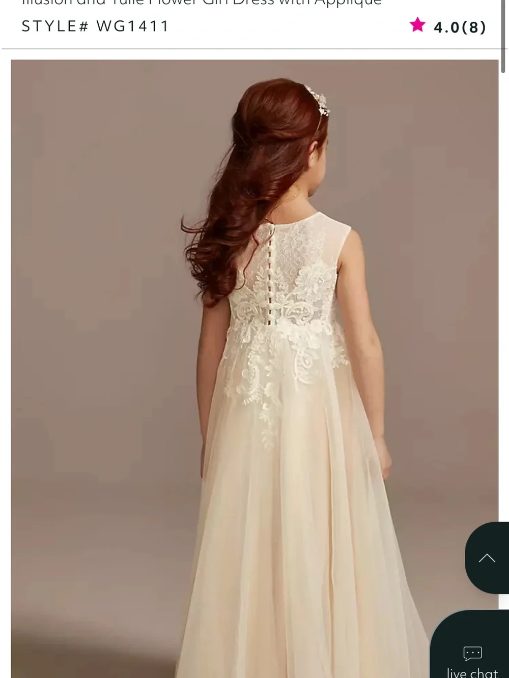 David’s bridal Ivory Lace Tulle Flower Girl Dress - Picture 2 of 9